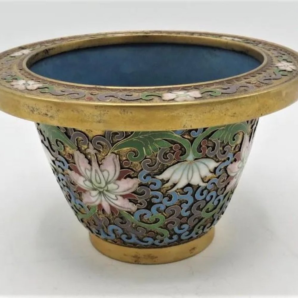 Cloisonne Planter H: 4" Diam: 6" Nice Enamel
